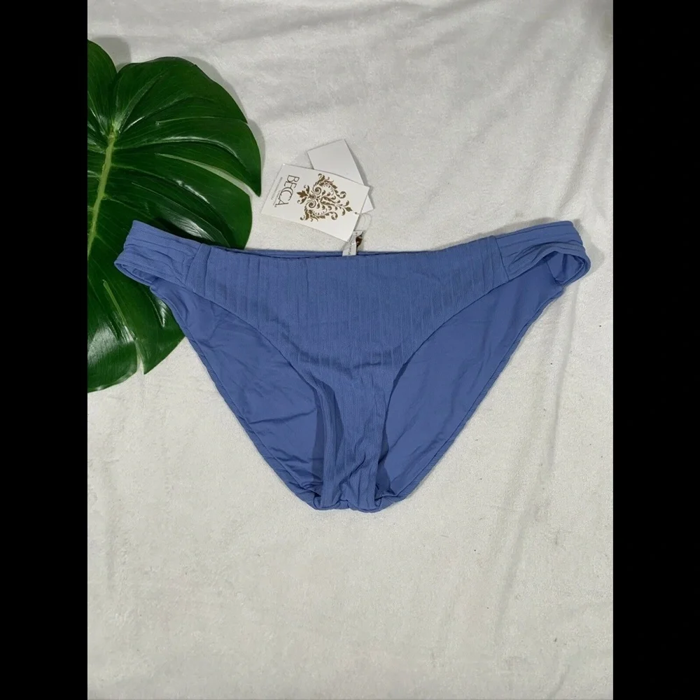 NWT $58‎ Becca Blue MIS Loreto Ribbed Bikini Bottom
